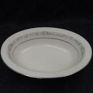 Noritake Heather Oval‎ Vegetable Bowl Ivory Platinum Trim 7548 Japan Vintage